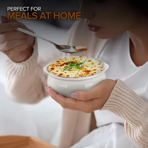 Miniatura 7 de Stock Your Home White French Onion Soup Crocks (6 unidades) – Tazones de sopa de cebolla francesa de 12 onzas aptos para horno, cuencos de sopa