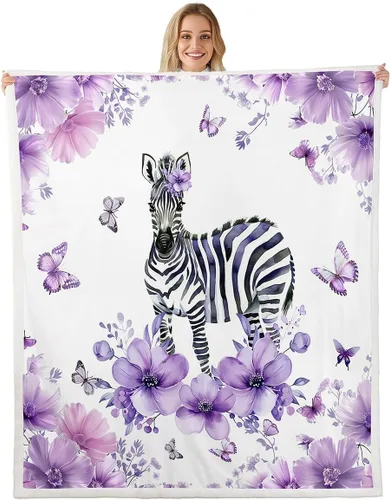 Miniatura 14 de Erosebridal Manta infantil de cebra de 40 x 50 pulgadas para dormitorio, sala de estar, sofá, sofá, manta de forro polar de animales de zoológico