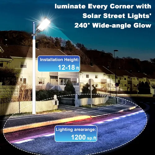 Miniatura 4 de Luces solares de calle Eleganted al aire libre, luces solares al aire libre impermeables de 10000 lúmenes del atardecer al amanecer, luces solares