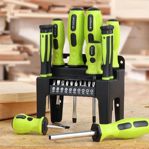 Miniatura 9 de FASTPRO Juego de destornilladores magnéticos de 21 piezas con estante organizador, destornilladores Phillips ranurados y destornilladores