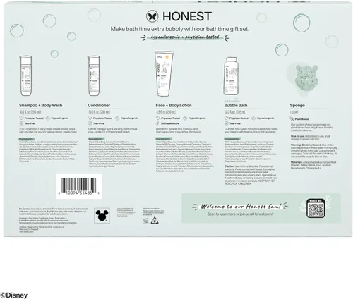 Miniatura 7 de The Honest Company Set de regalo para el baño sin fragancia, diseño Disney, hipoalergénico, artículos esenciales de baño para pieles sensibles