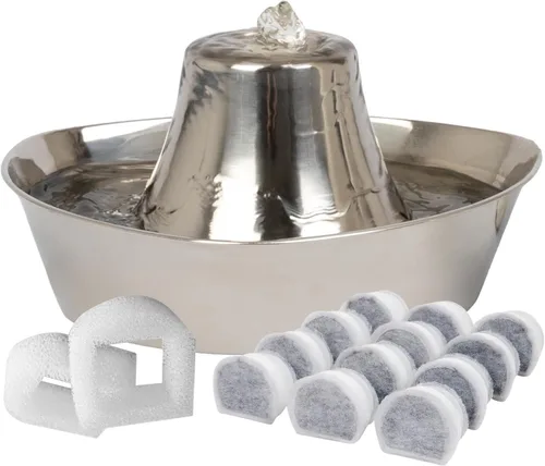 Miniatura 12 de PetSafe Seaside - Fuente de acero inoxidable para gatos y perros, filtros de agua adicionales y 1 bomba incluida, la torre crea un flujo relajante