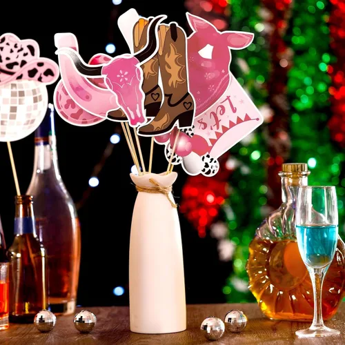 Miniatura 5 de Yeaqee 35 piezas de centro de mesa de fiesta de vaquera, centros de mesa occidentales para mesas, discoteca, vaquera, decoración de fiesta