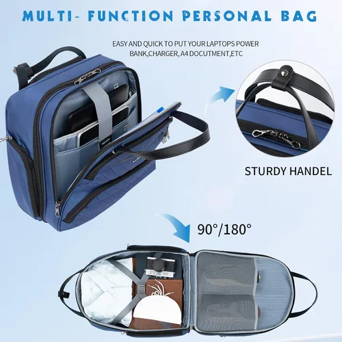 Miniatura 5 de KROSER - Equipaje de mano multifuncional para mujer, ligera, maleta para colocar debajo del asiento, 16 pulgadas, Azul