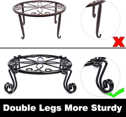 Miniatura 3 de Soporte para plantas negro para maceta, soporte resistente para macetas para interiores y exteriores, metal a prueba de óxido, contenedor de jardín