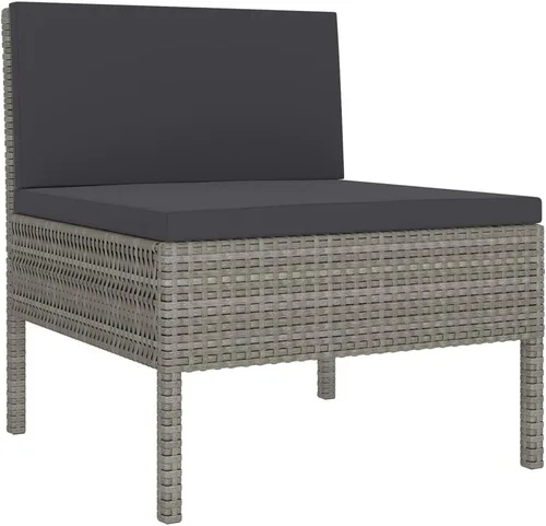Miniatura 4 de Ensemble Salon de Jardin 9 Pièces Gris Résine Tressée PE Acier Revêtu Poudre Confortable Pour Terrasse Balcon Jardin Extérieur Modulable Résistant