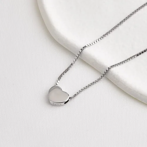 Miniatura 2 de Candyfancy Collar con colgante de corazón de plata de ley 925 para mujer cadena de caja de 180in Metal