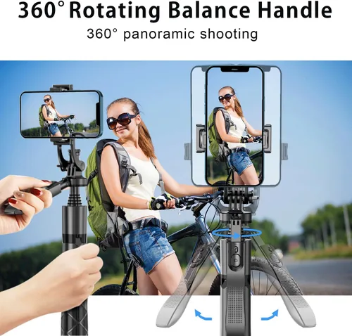 Miniatura 7 de Trípode para selfie, trípode con soporte giratorio de 360 grados para fotografía, grabación de video, transmisión en vivo, vlog, video de YouTube