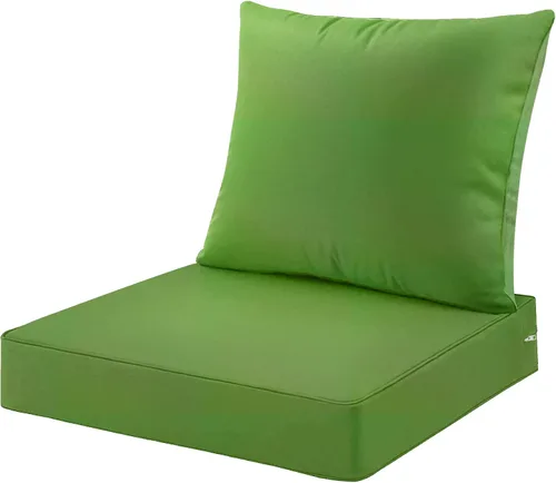 Miniatura 7 de ARTPLAN Juego de 2 cojines de asiento profundo con respaldo, cojines de sofá para exteriores para todo tipo de clima, tela de poliéster, espuma