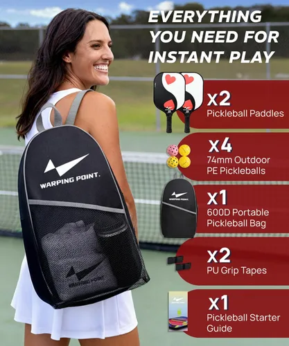 Miniatura 9 de Juego de 2 palas de pickleball de fibra de vidrio, duraderas y ligeras, aprobadas por USAPA, paquete de 2 raquetas de pickleball para mujeres