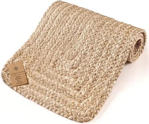 Camino de mesa de yute, 13 x 36 pulgadas, camino de mesa trenzado 100% yute tejido a mano para mesas de comedor, café y consola, mesa rústica