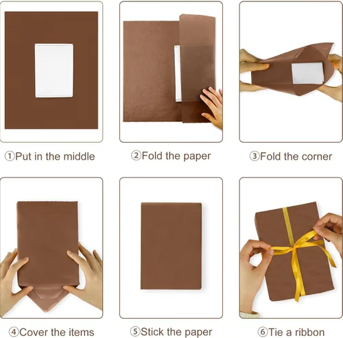 Miniatura 7 de NEBURORA Juego de 60 hojas de papel de seda marrón surtido, papel de envoltura de regalo, marrón retro, 3 colores para cosecha de otoño, vacaciones