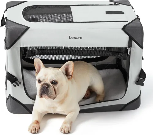 Miniatura 11 de Lesure Jaula Plegable para Perros - Perrera de Viaje Portátil para Perros Grandes, Jaula para Mascotas de 4 Puertas con Ventanas de Malla