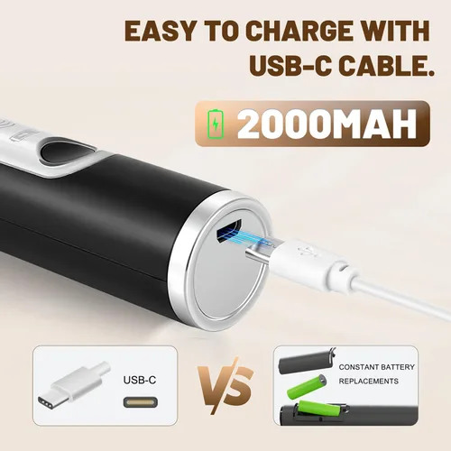 Miniatura 2 de Espumador de leche de mano + soporte recargable de 2000 mAh, espumador eléctrico con 2 batidores de acero inoxidable, mezclador de bebidas de 3