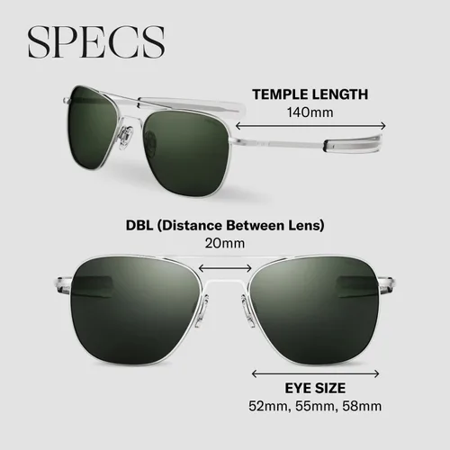 Miniatura 6 de Randolph Eyewear Aviator Sunglasses for Men & Women Non-Polarized & Polarized Lenses, Matte Chrome UV Protection Sunglasses