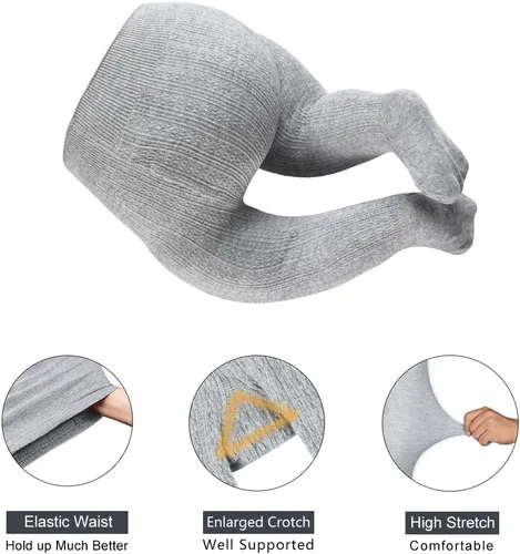 Miniatura 6 de Petrass Medias de punto trenzado para bebés y niñas, medias de algodón sin costuras con pies completos, leggings sin costuras para niñas recién