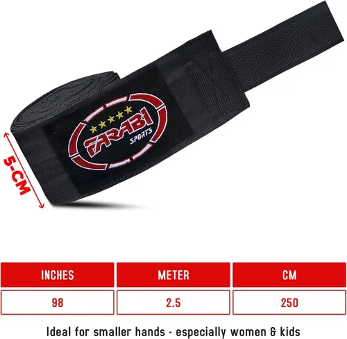 Miniatura 7 de FARABI - Vendas de mano de boxeo para niños, 8.2 ft, vendas de mano junior, envolturas de mano para boxeo, Muay Thai, MMA Boxeo, vendas de mano
