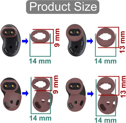 Miniatura 2 de Juego de 4 pares de ganchos para las orejas Galaxy Buds Live, tamaño pequeño/grande, 2 tamaños de silicona antideslizante, ajuste en la funda