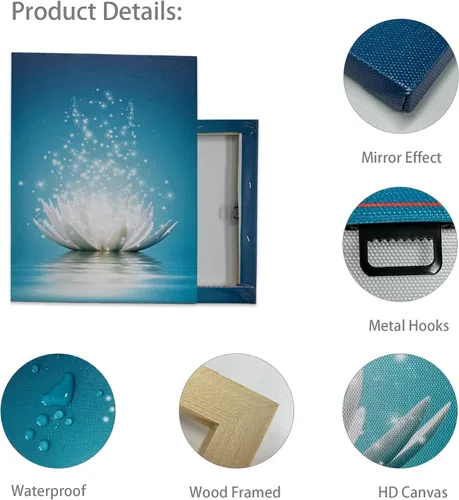 Miniatura 7 de Impresiones en lienzo para pared, imágenes de flores de loto, decoración de baño, pintura zen, spa, fotos, obras de arte enmarcadas para meditación