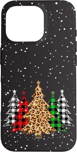 Miniatura 20 de Funda con diseño de árboles de Navidad con estampado de leopardo y cuadros para iPhone 16