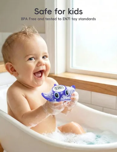 Miniatura 5 de b&h Termómetro de baño para bebé, termómetro digital de lectura instantánea para bañera y habitación de bebés, mide la temperatura del agua