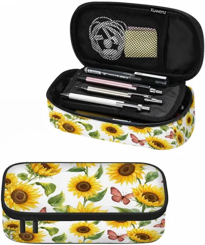 Miniatura 12 de Estuche organizador de lápices de alpaca, diseño de llama, hojas de animales, caja de papelería, caja de maquillaje, suministros escolares