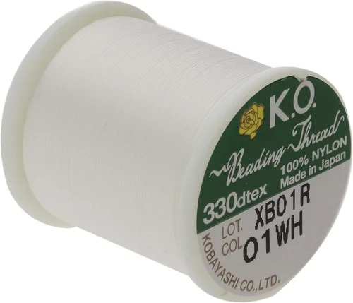 Miniatura 2 de Hilo de nailon para cuentas KO, color blanco, japonés encerado al 100%, 330TEX, resistente a enredos, carrete de 50 m / 55 yardas, para proyectos