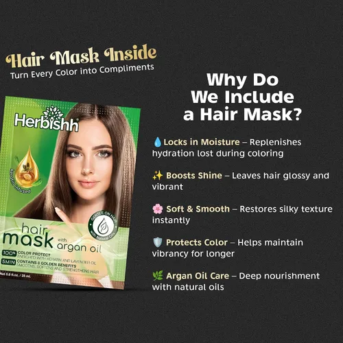 Miniatura 5 de Herbishh Champú de color para el cabello para cobertura de canas, champú de tinte para el cabello con máscara de aceite de argán, tamaño de viaje