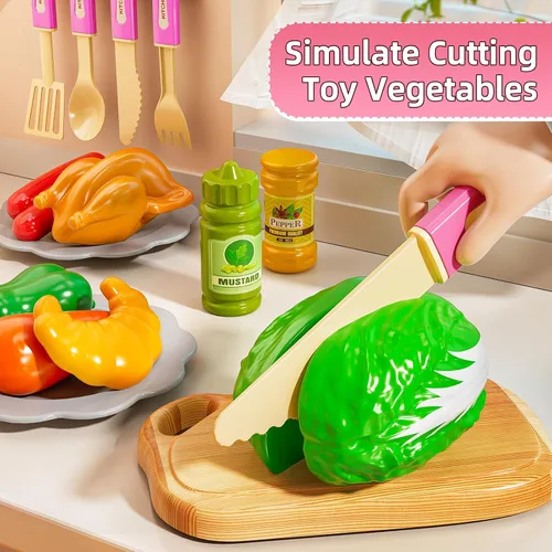 Miniatura 4 de MSKOLER Juego de cocina para niñas, juguetes de cocina para niñas de 2 a 6 a 8 años con luz, sonido y pulverización, accesorios de juguete
