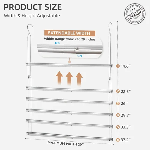 Miniatura 2 de STORAGE MANIAC Barra de colgar para clóset, organizador de colgar para armario con ancho y altura ajustables, barra de colgar para ropa que ahorra