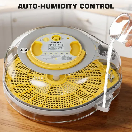 Miniatura 7 de IBKINXX Incubadora de 26 huevos para incubar huevos con guía de voz inteligente, vista de 360° con control automático de temperatura y humedad, giro
