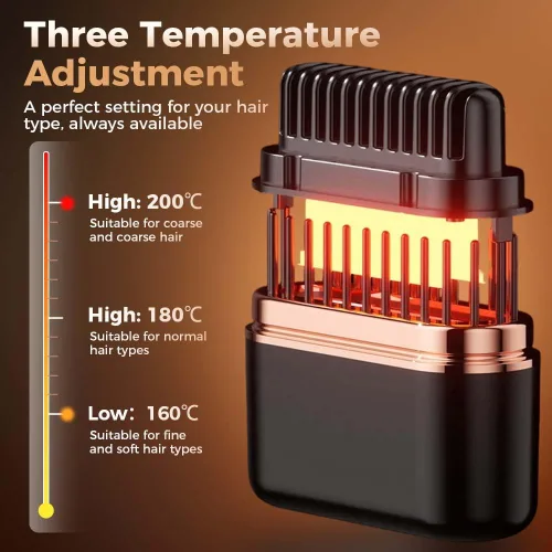 Miniatura 2 de Mini cepillo alisador de pelo, mini peine alisador portátil recargable, control de temperatura de 3 velocidades, alisador de pelo de bolsillo