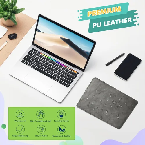 Miniatura 5 de Alfombrilla de mouse de cuero con borde cosido, base de microfibra con antideslizante impermeable, alfombrilla de mouse para computadoras, laptop, 8