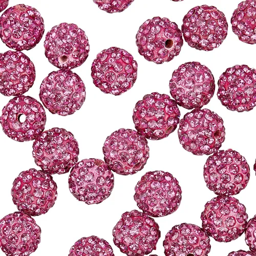 Miniatura 11 de Pandahall - Bolas de arcilla de 10 mm, tipo discoteca con 100 unidades, cuentas de polímero de arcilla con diamantes de imitación, creaciones Azul
