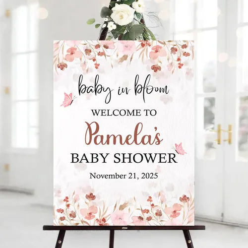 Letrero personalizado de Baby In Bloom, letreros de bienvenida para baby shower, decoraciones de baby shower, baby shower, letrero de bebé para