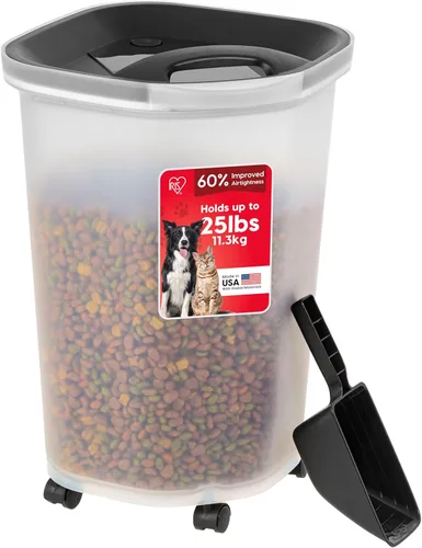 Miniatura 8 de IRIS USA Contenedor hermético de almacenamiento de alimentos para perros, hasta 30 libras, con ruedas, para almacenamiento de alimentos para perros