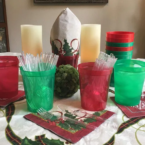 Miniatura 5 de Rolling Sands Vasos de plástico reutilizables para estadios de 16 onzas, paquete de 8, fabricados en Estados Unidos, sin BPA, aptos para Negro