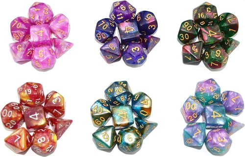 Miniatura 4 de SmartDealsPro 6 x 7 juegos (42 piezas) juegos de dados poliédricos con purpurina con bolsas para DND RPG MTG Dungeon and Dragons tablero de mesa