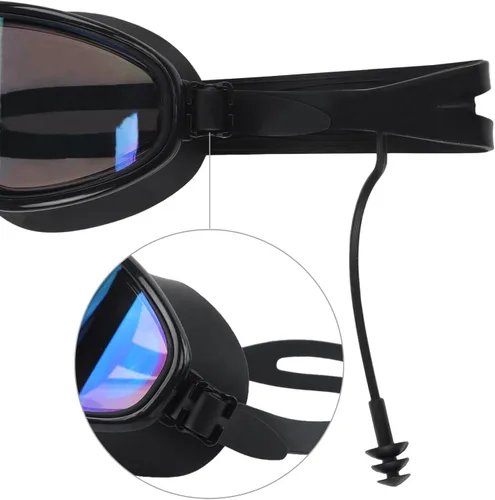 Miniatura 5 de Gafas de natación con tapones para los oídos, gafas de natación de silicona para adultos, sin fugas, visión amplia, antivaho con protección UV