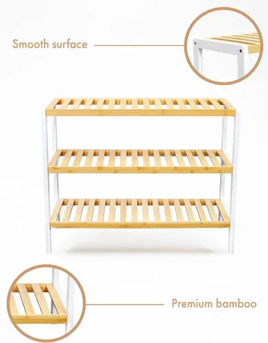 Miniatura 5 de RoyalHouse Zapatero de bambú, organizador de zapatos de 3 niveles, zapatero perfecto para sala de estar, armario, entrada, dormitorio