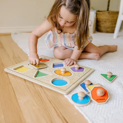 Miniatura 3 de Rompecabezas de formas grandes con asas grandes, de madera, Melissa & Doug (8 piezas)