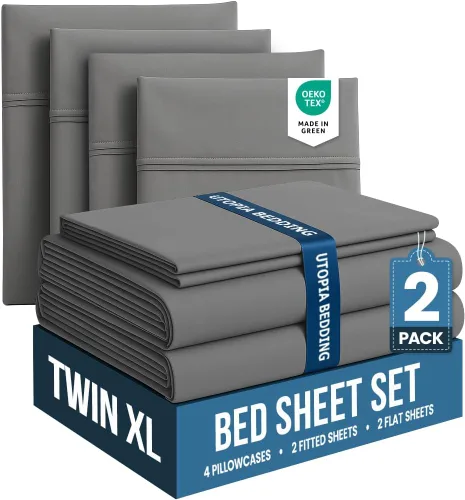 Miniatura 77 de Juego de sábanas King de Utopia Bedding – Juego de 4 sábanas para cama King, microfibra suave y transpirable, incluye 1 sábana bajera, 1 sábana Beige