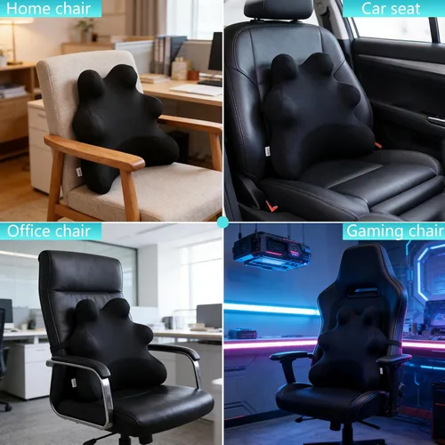 Miniatura 9 de Almohada de apoyo lumbar Newsty para silla de oficina, respaldo ergonómico patentado para alivio del dolor de espalda con correa ajustable, almohada