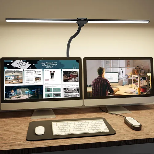 Miniatura 11 de ShineTech Lámpara LED de escritorio para oficina en casa, luz de abrazadera ultra brillante con cuello de cisne flexible, 25 modos de iluminación