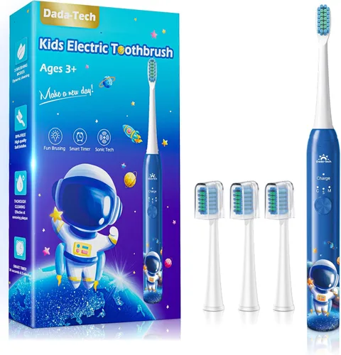 Cepillo de dientes eléctrico para niños de 3-5-7-8-12 años, cepillo de dientes eléctrico para niños recargable con temporizador, 3 modos, 4