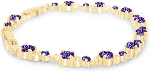 Miniatura 3 de AFFY Pulsera de tenis con forma de hoja de oro amarillo de 14 quilates sobre plata de ley, regalo de San Valentín para ella