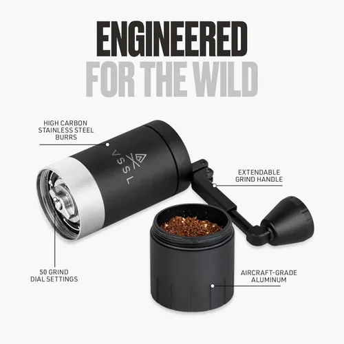 Miniatura 3 de VSSL Java G45 Molinillo de Café Manual Café para Acampar Molinillo de Frijoles Vertiendo de Viaje Burr Conical de Acero Inoxidable