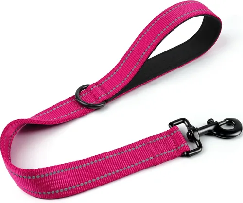 Miniatura 10 de Joytale Correa corta fuerte para perro de 18 pulgadas, 1.2 pulgadas de ancho, resistente, mango acolchado para control de tráfico, correa Negro