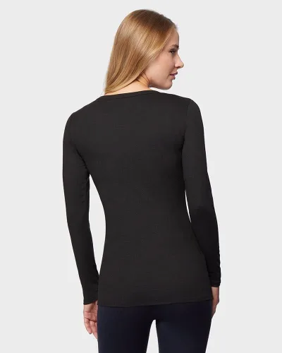 Miniatura 4 de 32 Degrees - Camiseta ligera de cuello redondo para mujer, manga larga, ajuste de forma, elástico en 4 direcciones, térmica