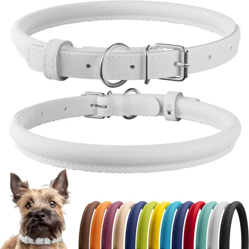 Miniatura 45 de CollarDirect Collar de perro con tachuelas, collares de cuero para mascotas para perros pequeños, medianos y grandes, acolchado suave, marrón, negro